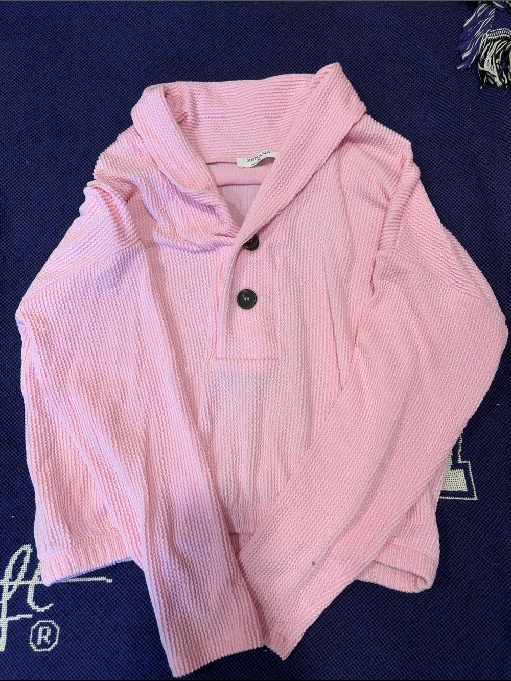 Pink cropped waffle knit sweater